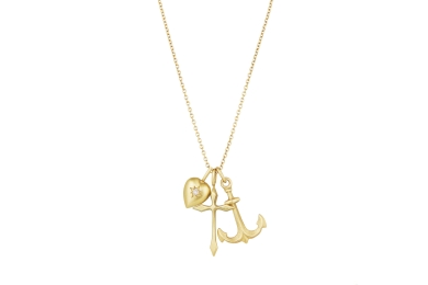 Faith Hope Charity diamant guld halskæde