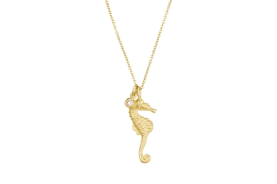 Seahorse diamant guld halskæde
