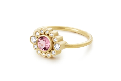 Belle de Nuit turmalin og diamant guld ring