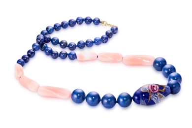 Murano lapis vintage glas silke halskæde