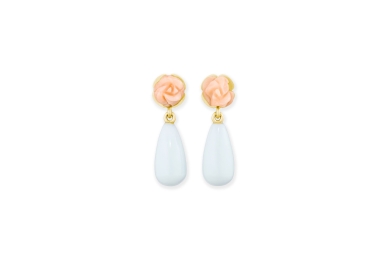 Rose Drop koral opal guld ørestikker